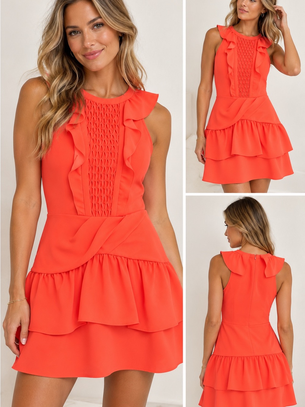 Maje Coral Ruffle-Trim Mini Dress